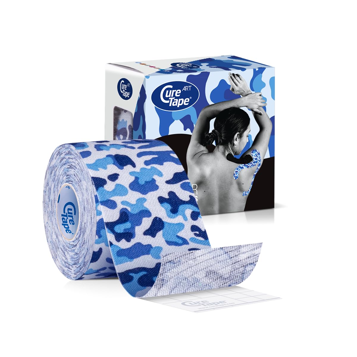 CureTape Art Kinesiology Tape 5m x 5cm Uncut – Waterproof Latex-Free Hypoallergenic Kinetic Physio Tape – Medical Tape for Muscle & Joint Support & Blisters – Elastic K Tape for Knee Support - Army