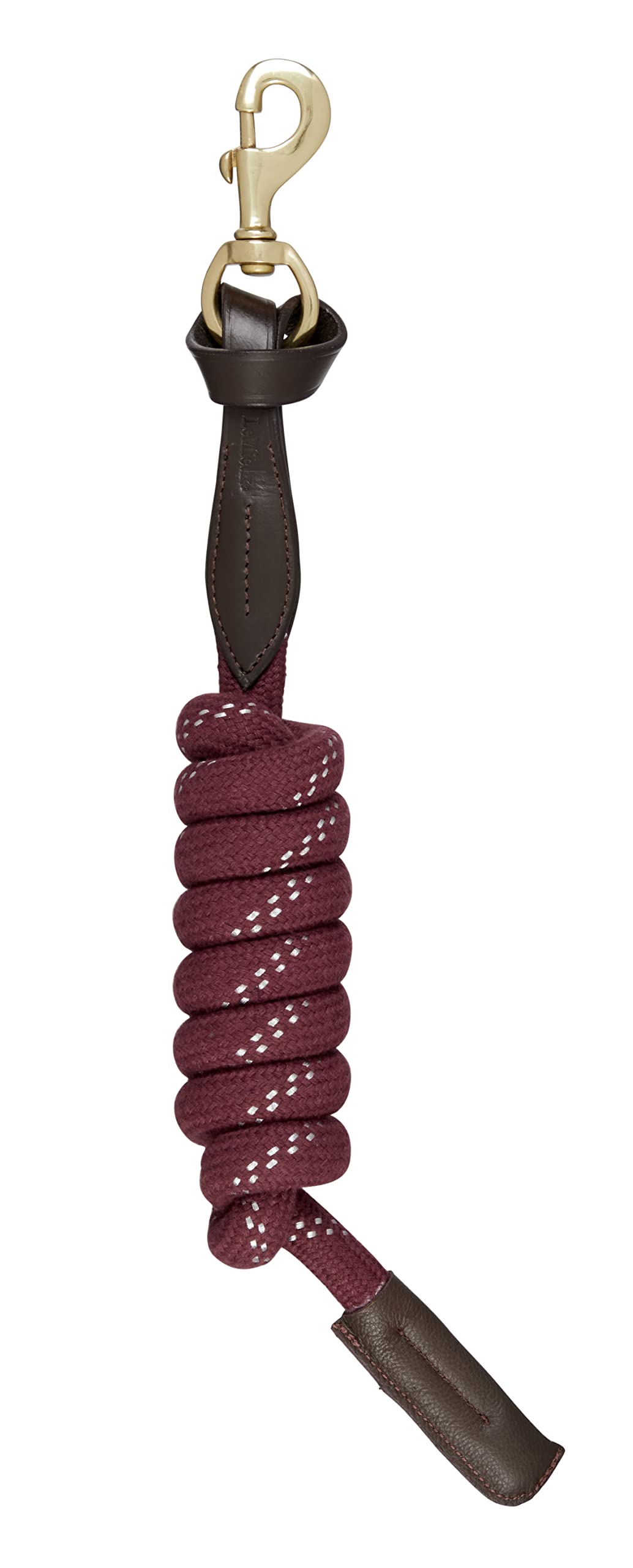 LeMieux Lasso Lead Rope for Horses - Burgundy - Woven & Leather - Strong Brass Trigger Clip - One Size