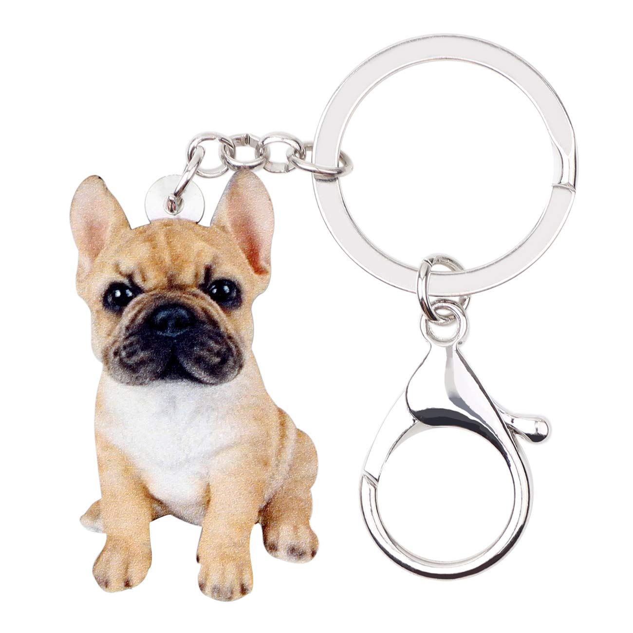 NEWEI Acrylic French Bulldog Dog Keychain Keyrings for Women Girls Cute Dog Keyfobs Gifs (French Bulldog) โ image 1