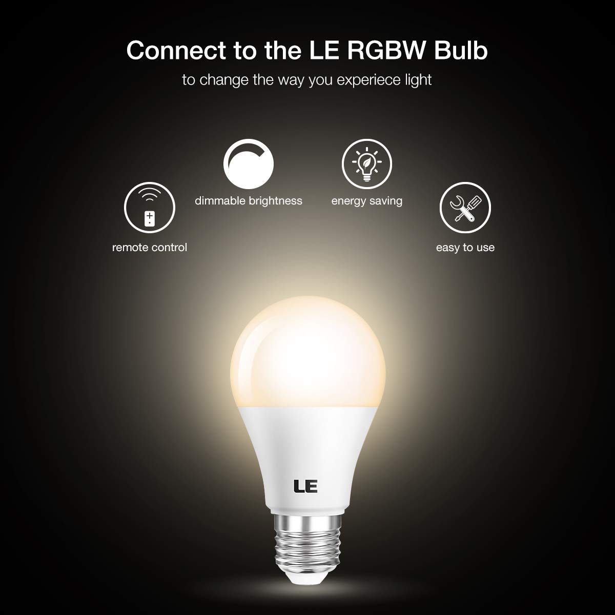 LE Lighting EVER LED Ampoules de Couleur E27, avec 16 Couleurs de Changement et Blanc Chaud 2700K, Ampoule RGBW E27 6W, Ampoule LED Multicolore avec Télécommande Incluse, Lot de 2