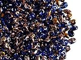 10gr Czech Two Hole Seed Beads SuperDuo 2,5x5 mm SAPPHIRE CAPRI GOLD