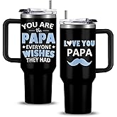 WWHSAI Gifts For Papa Tumbler with Handle 40oz, Best Papa Ever Gifts from Grandkids, Fathers Day Birthday Christmas Presents for Grandpa Cup For Men