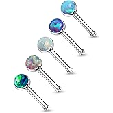 Lsnevsie 18G 20G 22G Astm F136 Titanium Nose Rings Studs Piercing Jewelry for Women Men Opal Nose Rings Nostril Piercing Jewelry Top Opal 1.5mm 2mm 2.5mm 3mm 5PCS