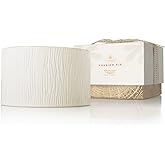 Thymes Frasier Fir Candle - Gilded Collection - Wood Grain Ceramic Design with 24-Karate Gold Rim - Mountain Fresh Fragrance - Elegant Winter Candle Scents - Gifts for Women & Men (3-Wick, 20 oz)