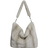 Extolove Fluffy Tote Bag Winter Fuzzy Purses for Women Faux Fur Purse Soft Furry Handbag Plush Crossbody Bags