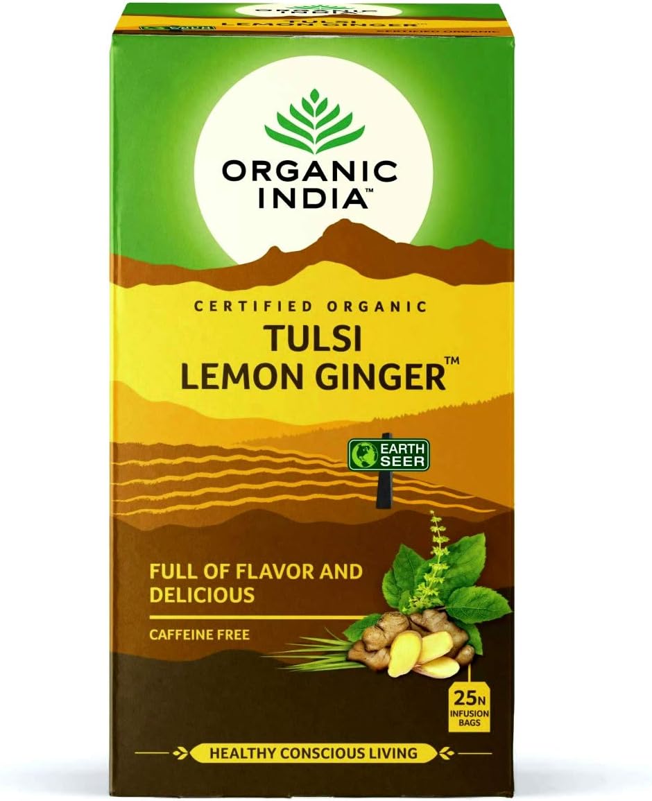 Organic India Tulsi Tea, Lemon Ginger, 18 Count Amazon.ca