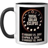 Solar Eclipse 2026 2024 2017 Total Solar-Eclipse 26 Ceramic Mug, Black/White