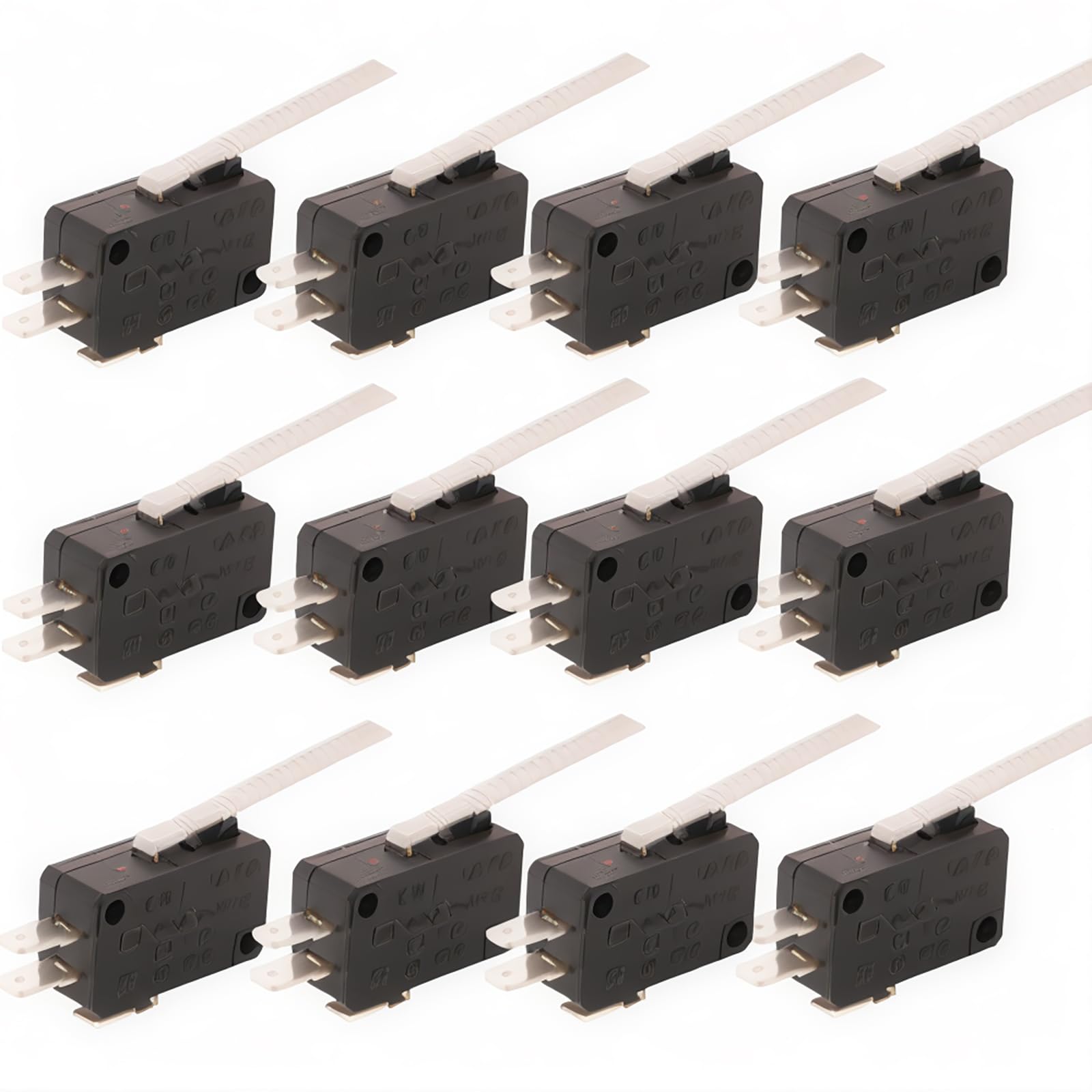 CESFONJER 12Pcs Micro Limit Switch | Momentary Hinge Lever Type Micro Switch AC 5A 125 250V SPDT 3 Pins - Black