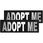 Dogline Adopt Me Vest Patches &ndash; Removable Adopt Me Patch 2-Pack with Reflective Printed Letters for Support Dog Vest Harness Collar or Leash Small/Medium
