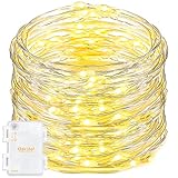 Rope Lights, Oak Leaf 9.8ft/3M 60LEDs Mini Decorative Indoor Christmas Party String Lights Starry Silver Wire Lights for Wedding Bedroom Holiday Pub Club,Time Setting,3xAA Batteries Powered
