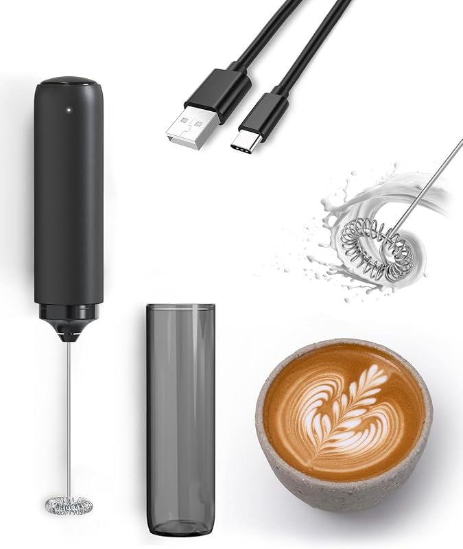 Elektrischer Milchaufschäumer, wiederaufladbar, tragbarer Mini-Mixer für Kaffee/Milchkaffee/Cappuccino/heiße Schokolade — Foto 1 von 7