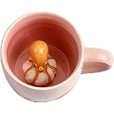 Ewaymado Octopus Ceramic Mug Hidden 3D Animal Inside Cup,Handmade Animal Figurine Teacup,Christmas,Birthday,Mother's Day Gifts for Friends Family or Kids (Pink Octopus)