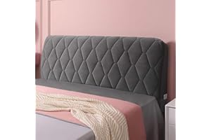 HOME MEIRONG Headboard Slipcover for Twin Queen Full California King Size Beds, Bed Headboard Cover Protector Padded Velvet Dustproof Stretch Solid Color Quilted Bed Head Covers
