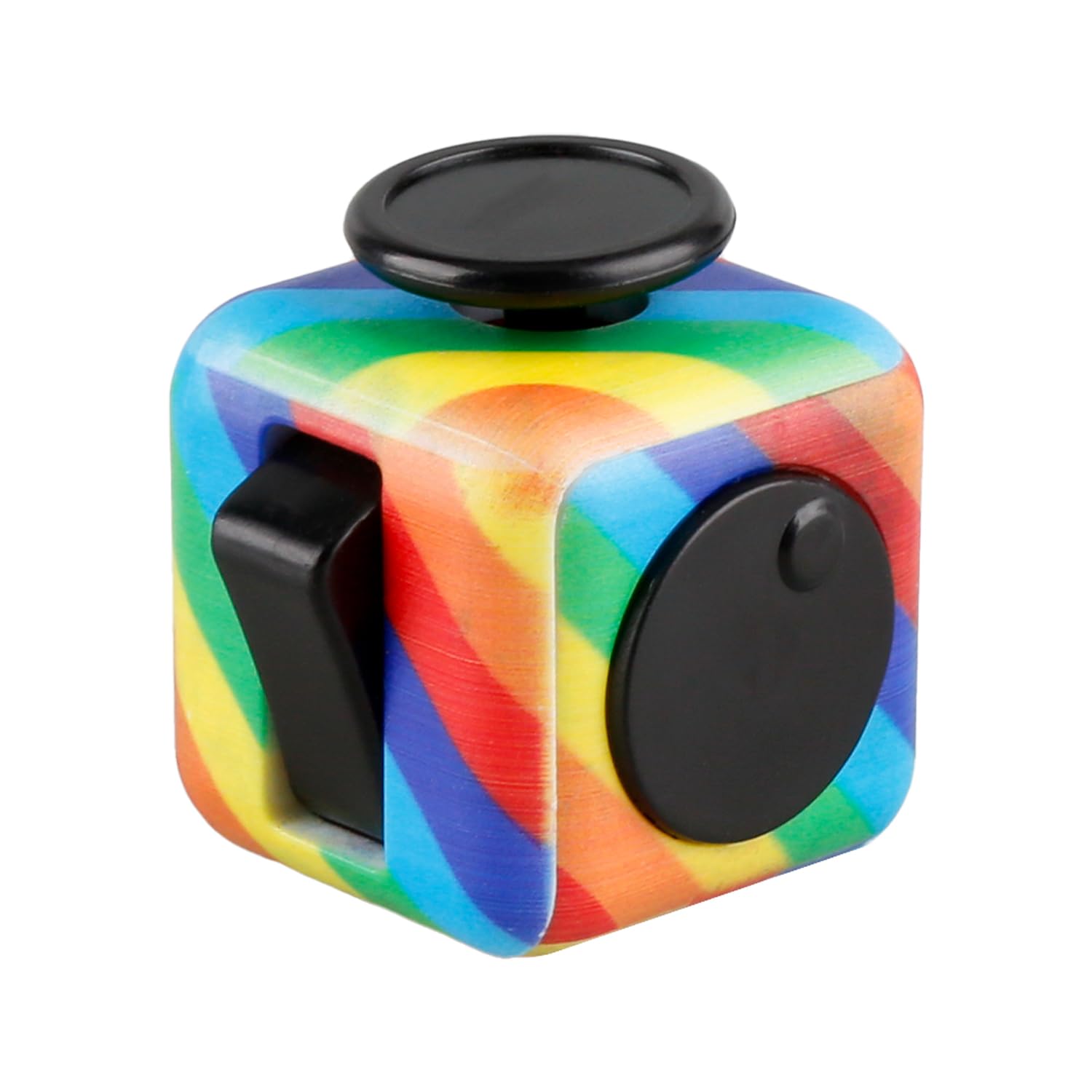 Bojueshaw 6-Sided Stress Relief Sensory Toy for Anxiety,ADHD,Focus,Portable Finger Cube Toy for Office,Classroom,and Home(Rainbow)