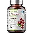biophix D-Mannose 1000mg Capsules with Cranberry & Probiotics - D Mannose Supplements for Women - D-Mannose Pills for Urinary Tract & Bladder Health Support - Digestive Well-Being - 120 Vcaps