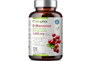biophix D-Mannose 1000mg Capsules with Cranberry & Probiotics - D Mannose Supplements for Women - D-Mannose Pills for Urinary Tract & Bladder Health Support - Digestive Well-Being - 120 Vcaps