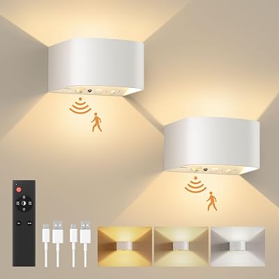 FULEN Wall Lights with Motion Sensor 3 Color Modes Rechargeable 5000mAh