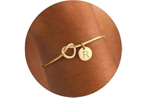 M MOOHAM Initial A-Z Bracelets for Women - Tie the Knot Letter Cuff Bangle Bracelet Gold Jewelry for Women, Personalized Bridesmaid Gifts for Weddings Day