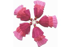 MSCFTFB 20 Pieces 2.4inch 3 Layers Small Tassels Tri-Colors Mala Tassel Charms with Jump Rings for Earring Necklace Jewelry Making Garland Keychain Charms Dreamcatchers DIY Crafts Decorations (Rose)