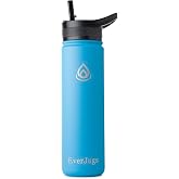 EverJugs Water Bottle - 22 Oz, Wide Mouth, Premium Stainless Steel Bottle with Straw Lid, Double Walled Vacuum Insulated, Thermo Mug, Metal Flask, Leak Proof, Eco-Friendly