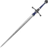 MUTANGUE Twin Moon Knight Sword Replica - 42.3in Stainless Steel Cosplay Prop with Wall Mount, Full Metal Blue Anime Sword Collectible for Display Collection Halloween