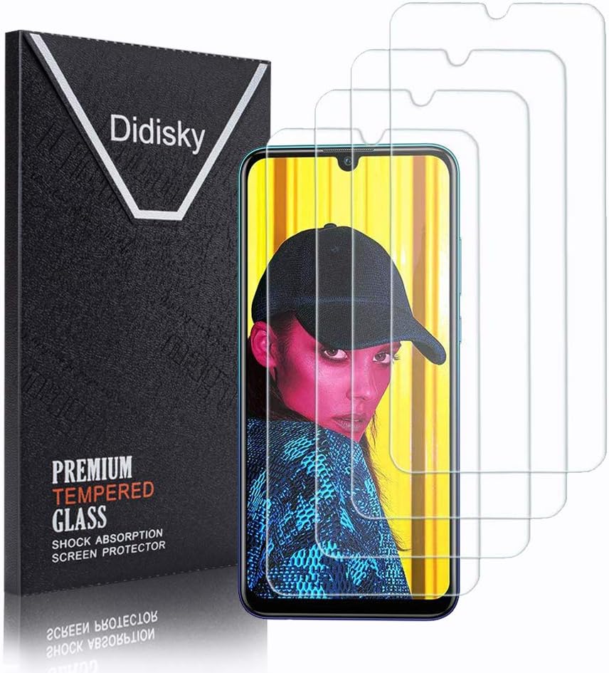 Didisky [4 Pack Tempered Glass Screen Protector for Huawei P Smart 2019/P Smart Plus 2019, Anti Scratch, 9H Hardness
