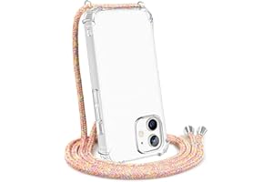 YESPURE Crossbody Case for iPhone 12/12Pro,Shockproof Case for iPhone 12/12Pro [ with Adjustable Lanyard Strap ] Clear Soft Slim Thin TPU Anti Scratch Protective Cover - Rainbow Yellow