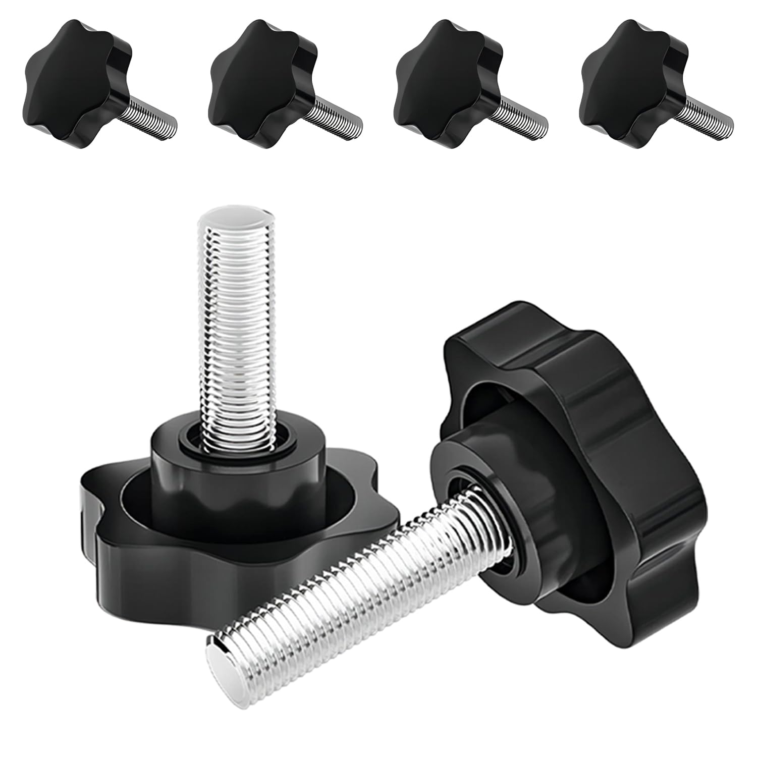 Ctyjia 4 Pcs Star Handle Knob, Clamping Screw Knob, M6 x 20mm Thumb Screw, Plastic Plastic Star Handle Screws, for Machinery and Equipment