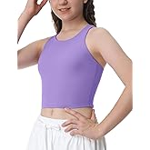 Ewedoos Girls Tank Tops Double Lined Crop Tops for Kids Sleeveless High Neck Racerback Dance Tops for Girls Athletic