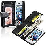 Insten Wallet Leather Case compatible with Apple iPhone 5C, Black