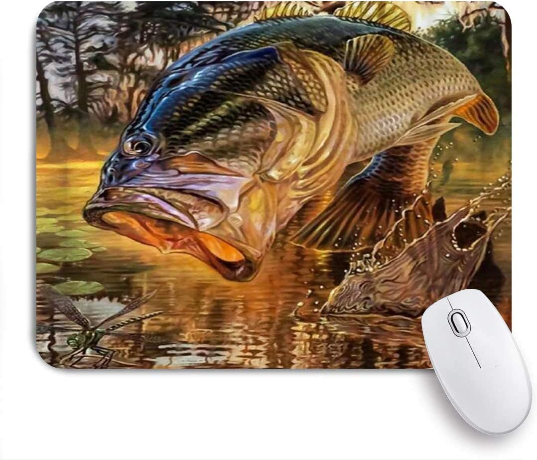 MOBEITI Gaming Mouse Pad, Fishing Bass Fish, 9.5"x7.9
