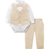 A&J DESIGN Baby Boy Suits Clothes Infant Toddler Formal Gentleman Outfits, Dress Shirt + Vest + Bow Tie + Pants Wedding Set