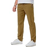 JMIERR Men's Casual Pants Cotton Twill Drawstring Elastic Waist Chino Pants with Pockets