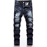 HENGAO Boy's Distressed Ripped Skinny Jeans