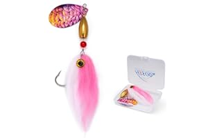 HISOO FISHING LURES Pike Musky Walleye Fishing Lure Spinnerbait with Feathered Hooks Rooster Tail Fishing Lures Spoon Lures Baits with Tackle Box