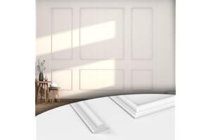 COUKIU 6 Sets Pre-Cut Wall Molding kit,Ready to Assemble Accent Molding Wainscoting Panels for Interior Walls Home Decor（6 Fr