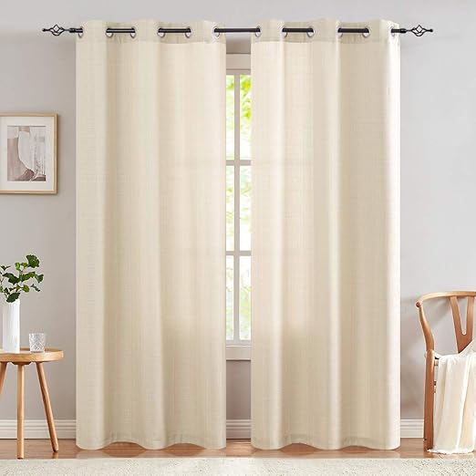 Amazon Com Jinchan Burlap Linen Textured Curtains For Living Room