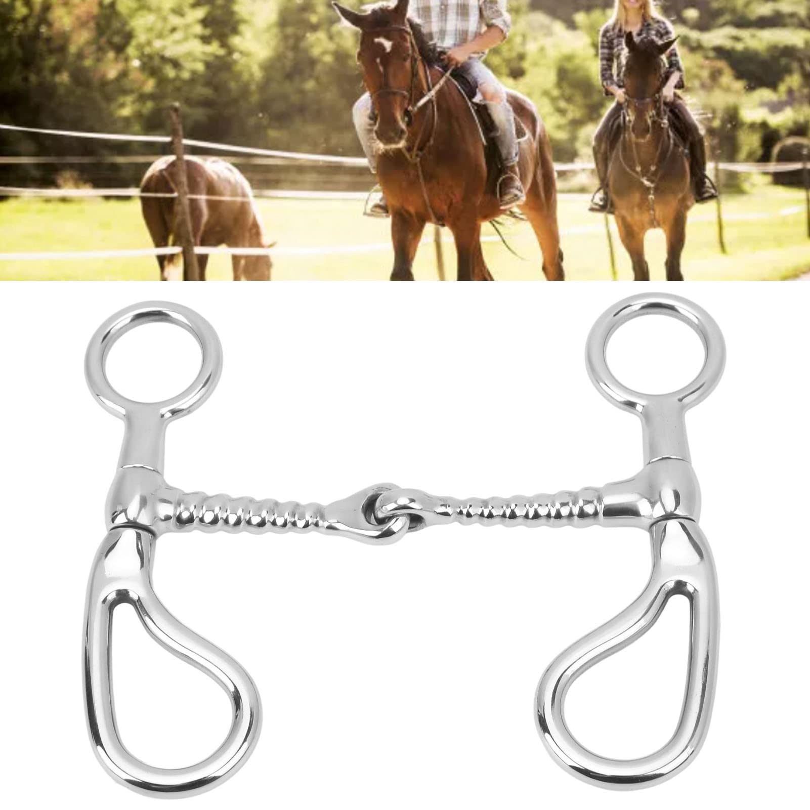 Topyond Stainless Steel Horse Mouth Bit,O Ring Design Anti Biting for Horse Riding Leather Horse Bits for Western Horse Bridles 125mm