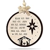 CHOANG Christian Nativity Scene Ornament 2025-2 Layer Wooden Religious Christmas Decoration with Faith Message - Rustic Birth of Jesus Ornament for Tree, Christian Home, Family, Church Décor