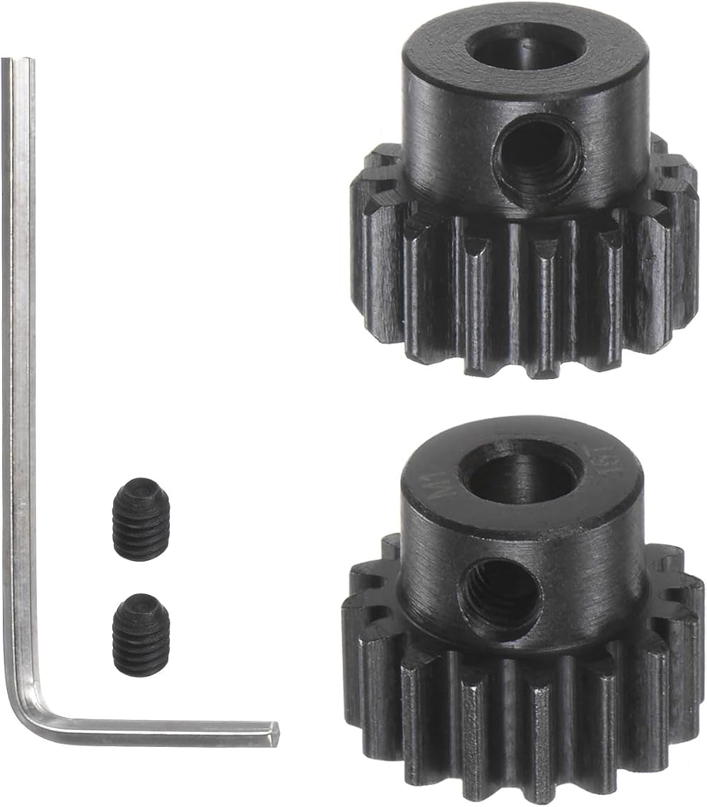 sourcing map M1 Pinion Motor Gear Set 15T 16T 5mm Shaft RC Car Steel
