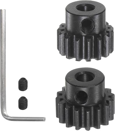 sourcing map M1 Pinion Motor Gear Set 15T 16T 5mm Shaft RC Car Steel