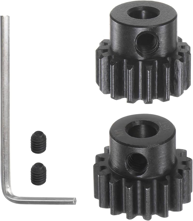 sourcing map M1 Pinion Motor Gear Set 15T 16T 5mm Shaft RC Car Steel