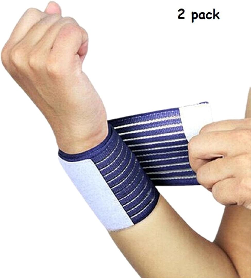 Kagogo Wrist Compression Wrap Support Bandage Brace Guard Injury Pain Sports Pad,Pack of 2 (White&Pink): Clothing