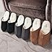 KushyShoo Mens Slippers, Scuff Fluff House Shoes, Slip-On Indoor Outdoor Slipper, Black, Size 9.5-10.5