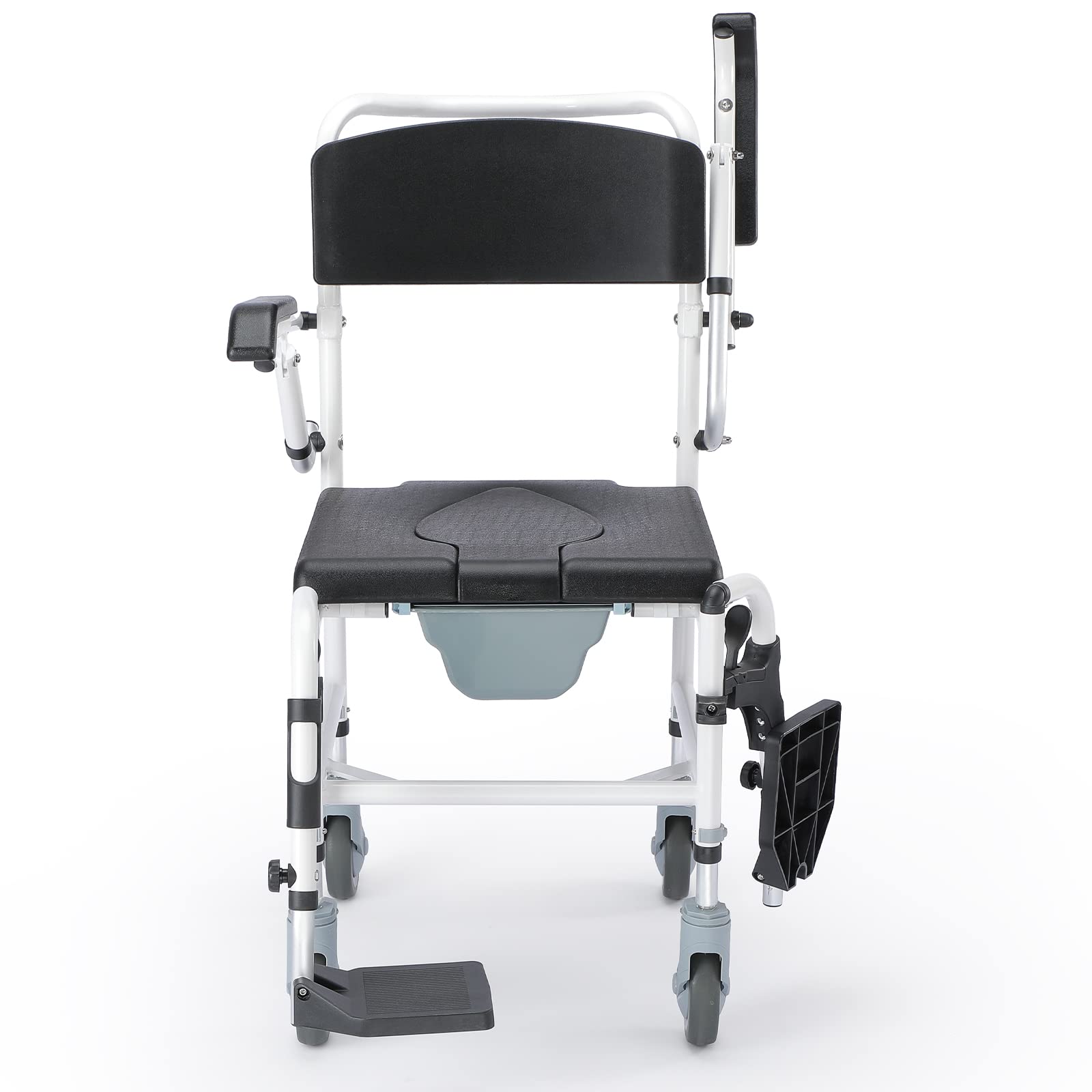 OasisSpace Shower Commode Wheelchair - 300LB Waterproof Shower Chair with Wheels, Rolling Shower Chair with Swing Away Footrests and Flip Back Arms for Elderly Adults Diasbled (FSA or HSA Eligible)