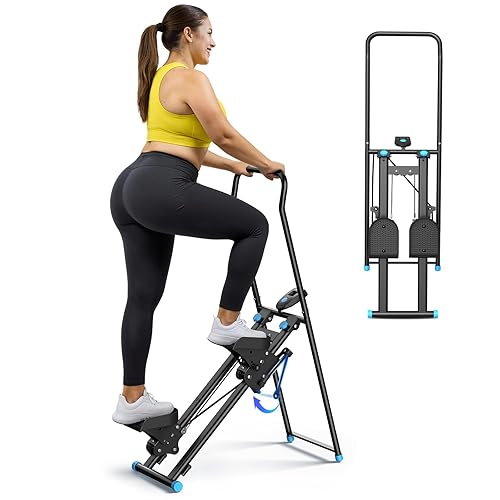 MERACH Stair Stepper for Home Gym Exercise, Compact Foldable Stair Master for Daily Cardio Workout, Stair Climber with 2 Level Resistance, Adjustable Pedals (Black)