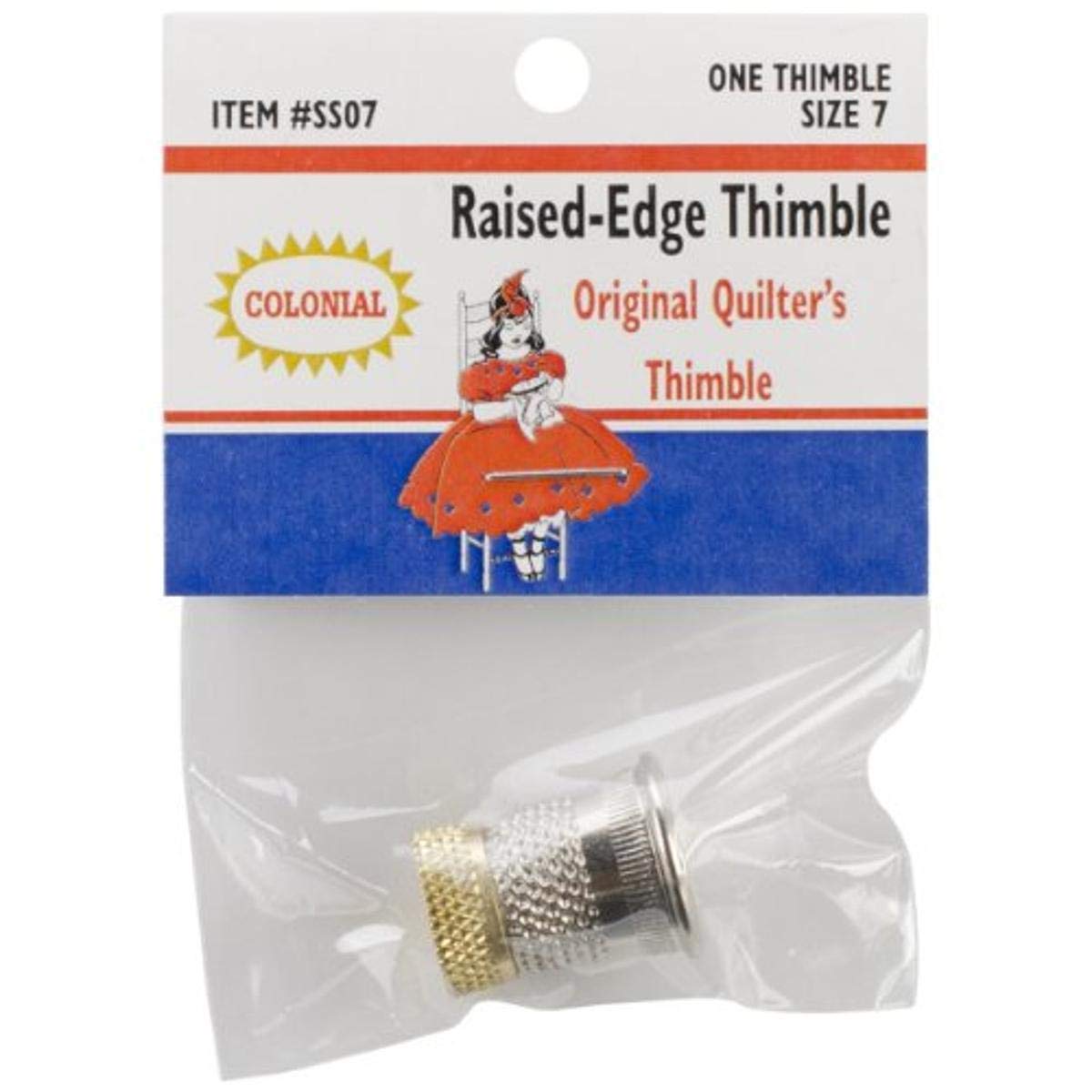 Colonial Needle Raised Edge Thimble, Size 7, Silver, 5 UK