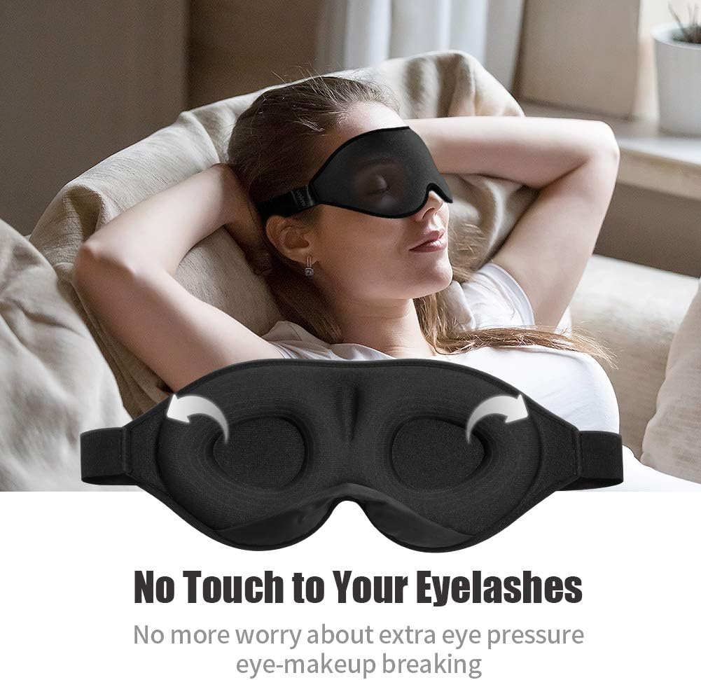 2020 Upgraded Sleep Eye Mask for Women Men, Soft Lycra Material Eye mask for Sleeping 3D Contoured Cup Sleep Mask & Blindfold,100% Black Out Light Sleeping Mask for Travel, Nap, Yoga-1Pack(Black): Health & Personal Care