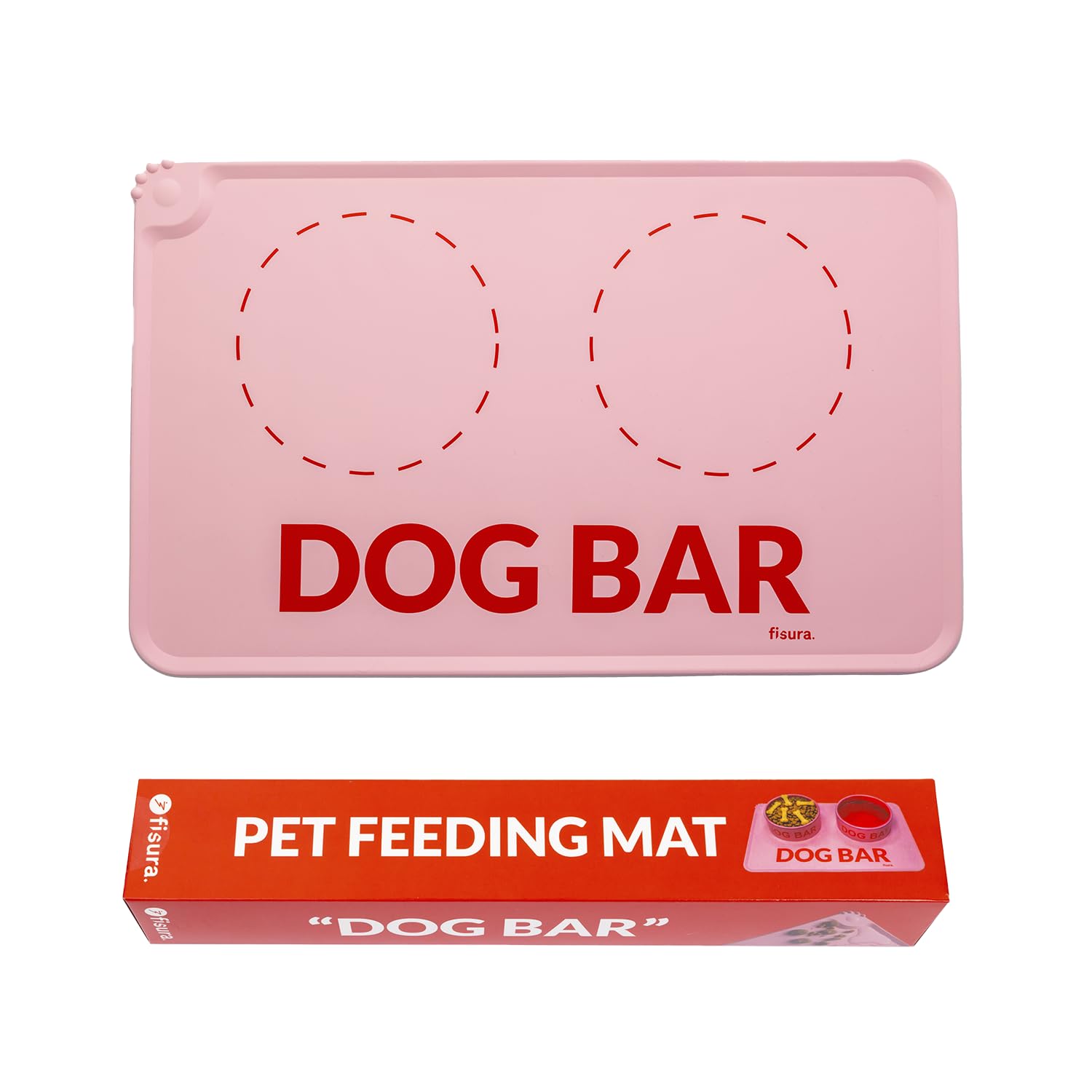 Fisura – Feeding Mat. Original Silicone Feeding Mat. Non-slip and Waterproof Feeding Tray Mat. 49.5 cm x 26.5 cm. Perfect for keeping your pet's feeding area clean and stylish (Pink, Standard)