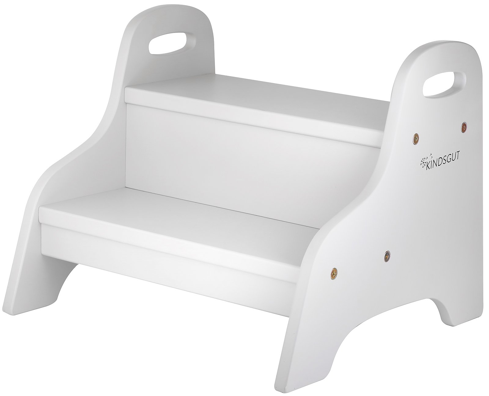 Kindsgut Wooden Step Stool with 2 Steps for Children, Discreet Colours, Environmentally Friendly Materials and Free from Harmful substances, Light Grey
